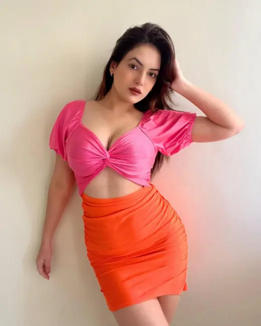 Bhavika independent call girl in JVC Dubai posing in silk dress